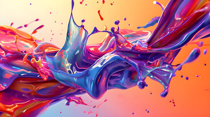 Abstract colorful splash 3d background - Ai Generated