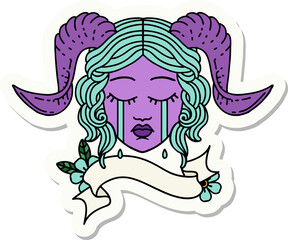 sticker of a tiefling character face