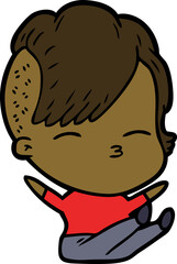 cartoon squinting girl