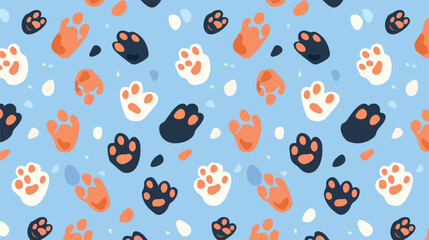 Seamless cute paw pattern endless background for wa
