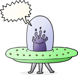 freehand drawn speech bubble cartoon flying saucer