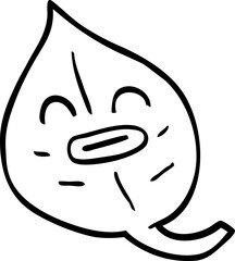 line drawing cartoon autumnal leaf