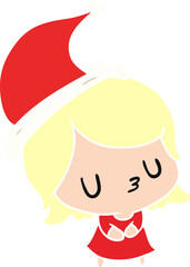 hand drawn christmas cartoon of kawaii girl