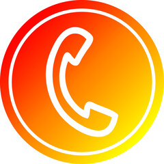 telephone handset circular icon with warm gradient finish