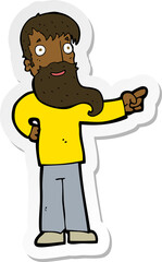 Obraz premium sticker of a cartoon man with beard pointing