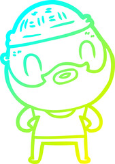cold gradient line drawing of a cartoon bearded man