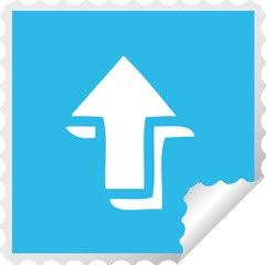 square peeling sticker cartoon of a pointing arrow