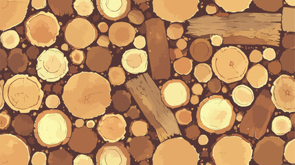 Seamless pattern of logs. Vector of a wooden stump