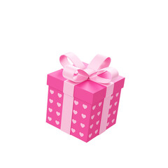 Caixa de presente rosa com corações 3d render isolado