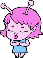 cute alien girl cartoon