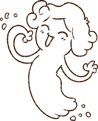 Floating Ghost Charcoal Drawing