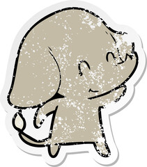 distressed sticker of a cute cartoon elephant