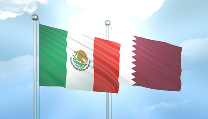 Mexico and Qatar Flag Together A Concept of Relations