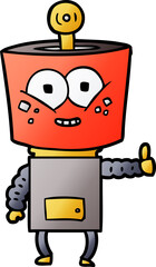 happy cartoon robot giving thumbs up