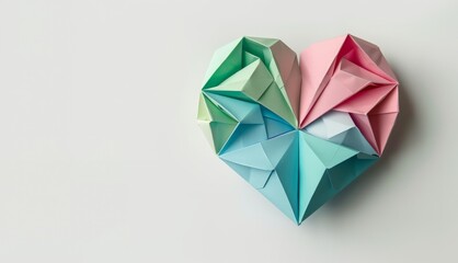 Colorful origami heart on a white background, Awareness campaign, Health care, Support, Charity concept
