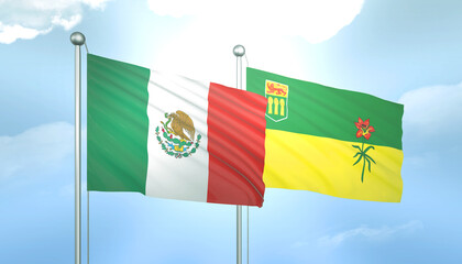 Mexico and Saskatchewan Flag Together A Concept of Relations