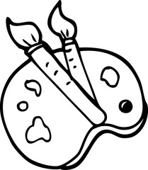 line drawing cartoon artist palette