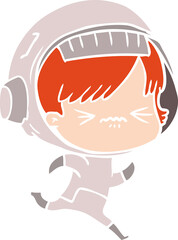 flat color style cartoon space girl running