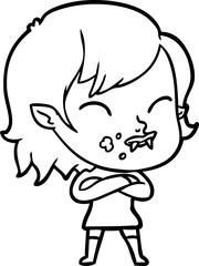 cartoon vampire girl with blood on cheek