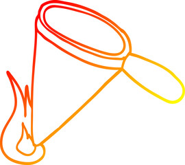 warm gradient line drawing of a cartoon magnifying glass