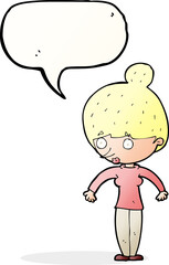 cartoon woman staring with speech bubble