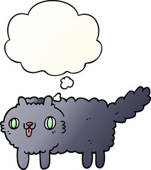 cartoon cat with thought bubble in smooth gradient style