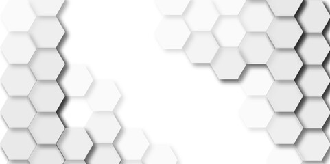 Abstract white background with hexagons . white Hexagonal Background Luxury White Pattern  seamless bright white abstract honeycomb background 3D Futuristic abstract geometric  mesh cell texture. - obrazy, fototapety, plakaty