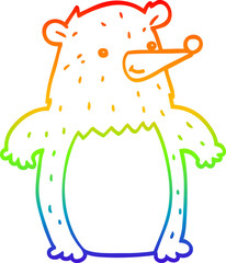 rainbow gradient line drawing of a cartoon bear