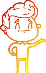 warm gradient line drawing of a happy cartoon man