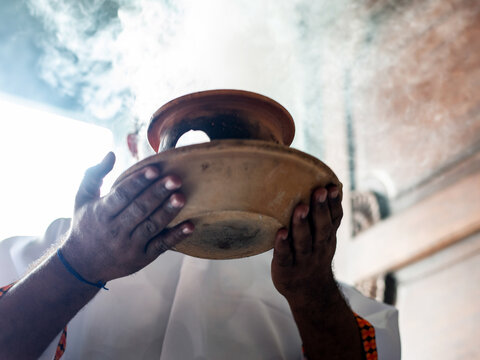 Catholic and Candomble faithful are seen during mass at the Rosario dos Pretos church in Pelourinho. City of Salvador, Bahia.