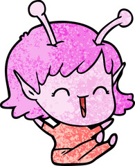 cartoon alien girl laughing