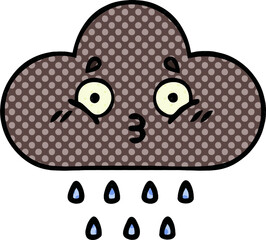 comic book style cartoon of a storm rain cloud