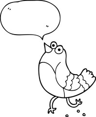 freehand drawn speech bubble cartoon bird