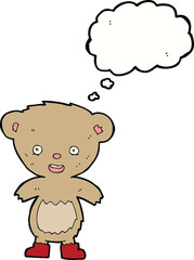 cartoon teddy bear with thought bubble