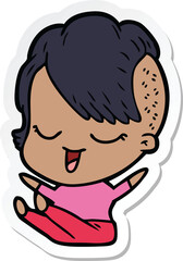 Fototapeta premium sticker of a happy cartoon girl