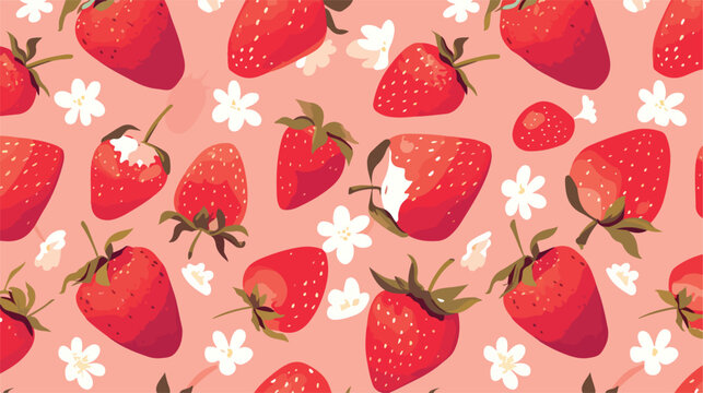 Seamless pattern with strawberry. Vector illustrati