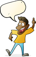 cartoon man with great idea with speech bubble