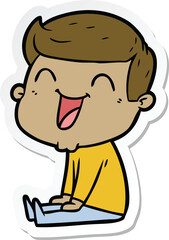 sticker of a cartoon man laughing