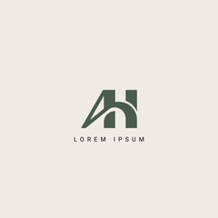 Minimal creative initial based AH logo and HA logo. Letter AH HA creative elegant monogram white color on black background