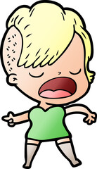 cartoon cool hipster girl talking