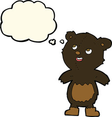 cartoon black bear with thought bubble