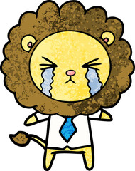 cartoon crying lion wearing shirt and tie