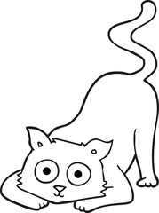 freehand drawn black and white cartoon cat