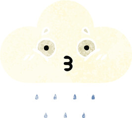 retro illustration style cartoon of a rain cloud
