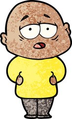 cartoon tired bald man