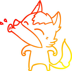 Obraz premium warm gradient line drawing of a howling wolf cartoon