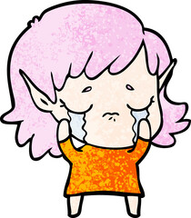 cartoon crying elf girl