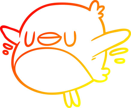 recommend clip art: warm gradient line drawing of a cute christmas robin