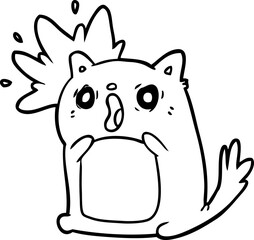 line drawing of a shocked cat amazed