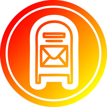 mail box circular icon with warm gradient finish